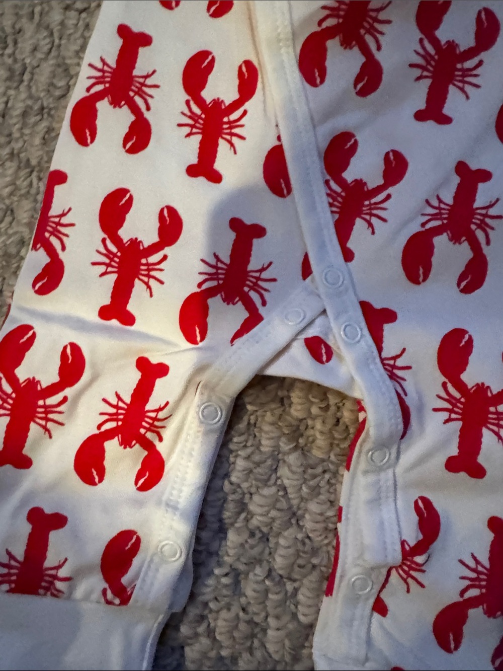 Red Lobster-Print White Baby One-Piece - Picture 3 of 5